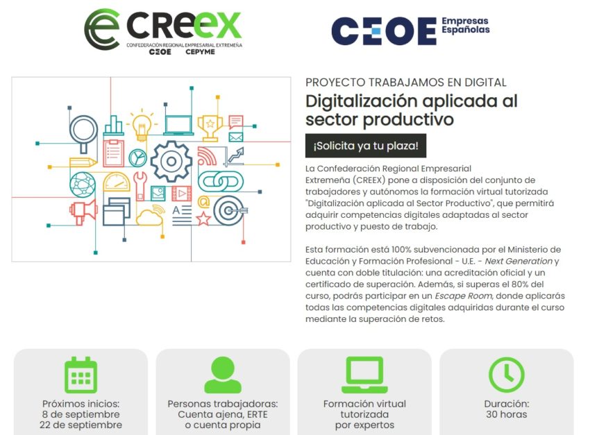 Un millar de autónomos y trabajadores adquirirán competencias digitales a través de los cursos de CREEX en colaboración con CEOE